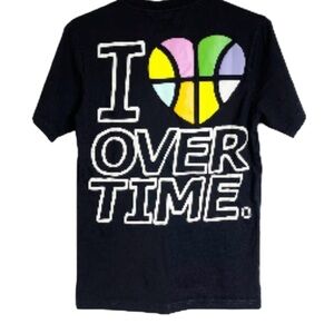 Overtime Black Short Sleeve Tee with Colorful Heart Design boys size S